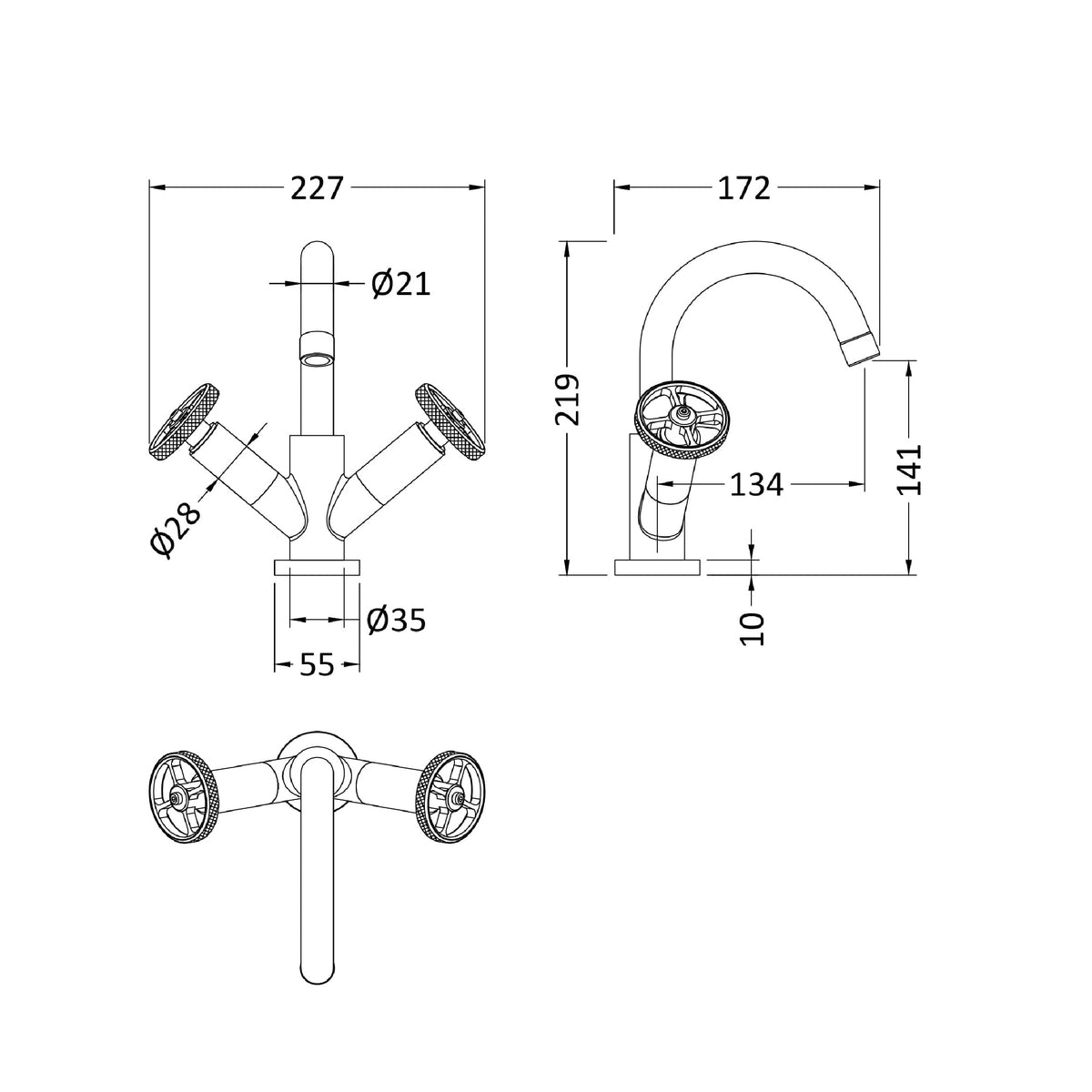 Revolve Mono Basin Mixer Tap With Push Button Waste