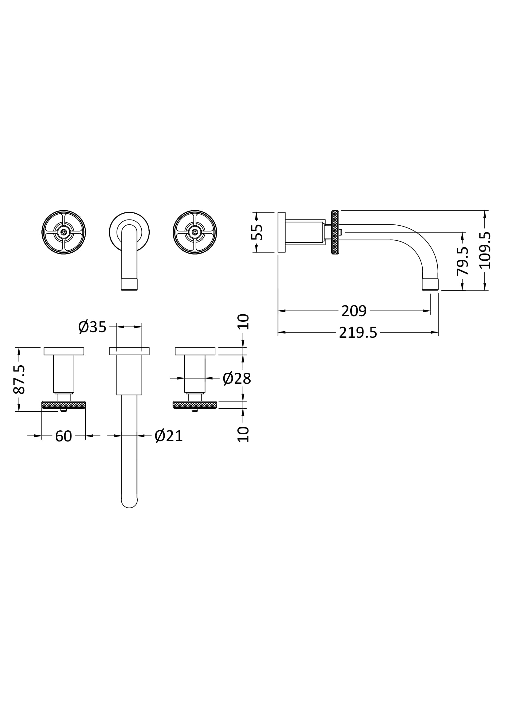 Revolve Wall Mounted Basin Mixer Tap