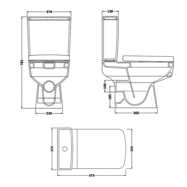 Flow Close Coupled Toilet with Cistern & Seat Options - White