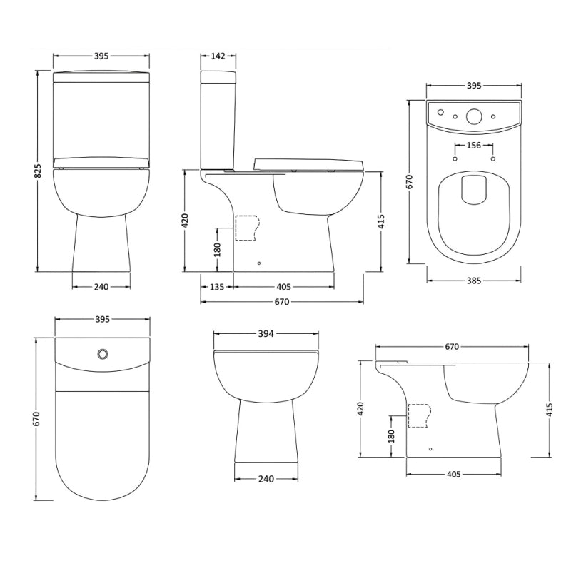 Clinton Close Coupled Toilet with Push Button Cistern & Seat options - White
