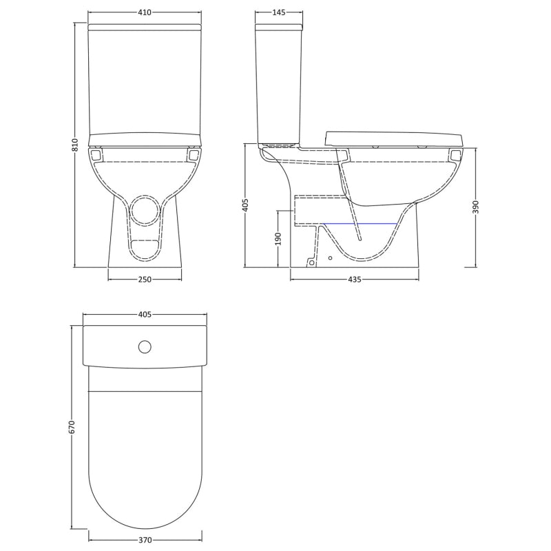 Rio Close Coupled Toilet with Push Button Cistern & Seat options - White