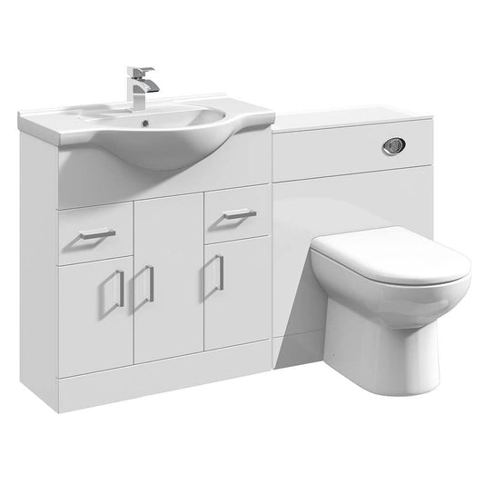 VeeBath Furniture > Combination Vanity Units Toilet Vanity Bathroom Furniture Set WC Toilet Unit Pan Cistern - 1450mm