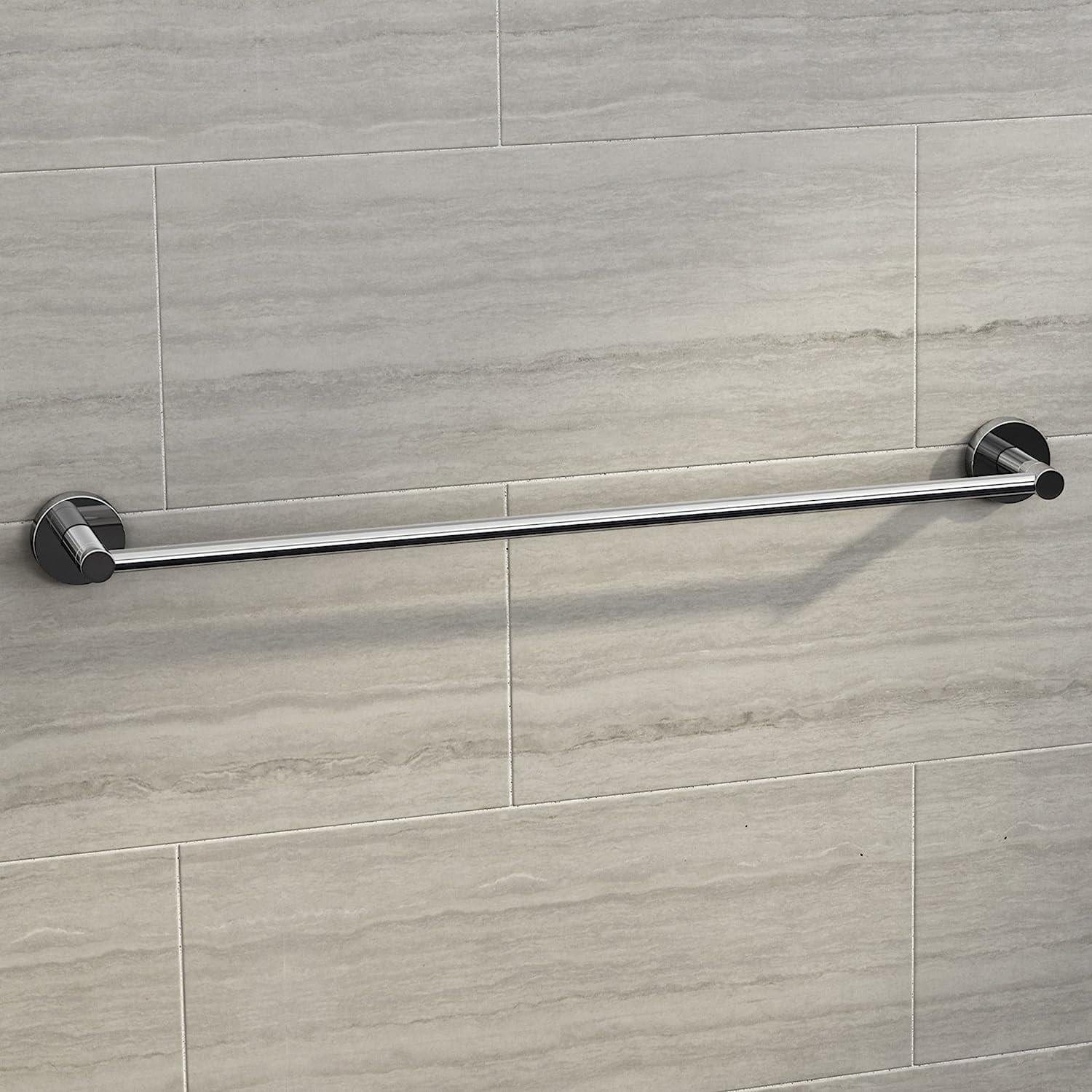 iBathUK Bathroom > Bathroom Accessories Towel Rail Bar Wall Mounted Round Bathroom Chrome