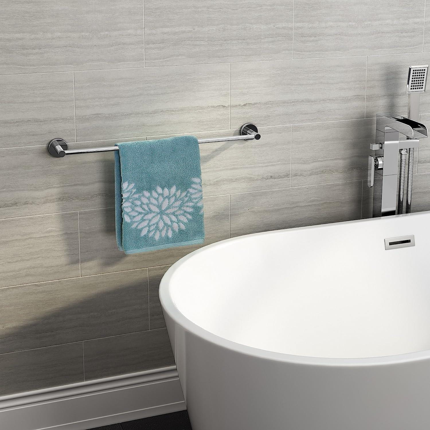 iBathUK Bathroom > Bathroom Accessories Towel Rail Bar Wall Mounted Round Bathroom Chrome
