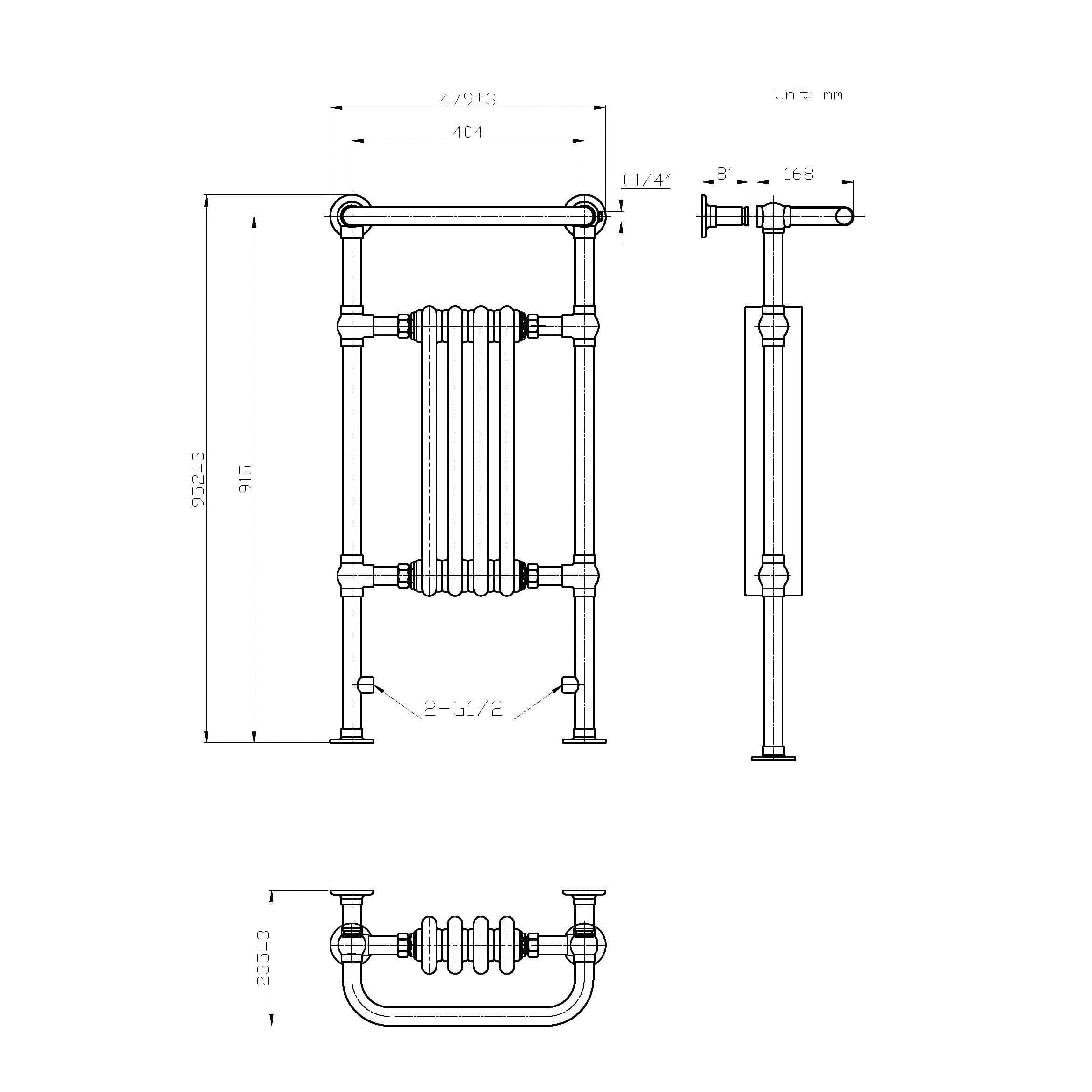 Bathroom4less Heating,Heated Towel Rails,Column Radiators Traditional Vertical Heated Towel Radiator - 4 Column - Chrome&White