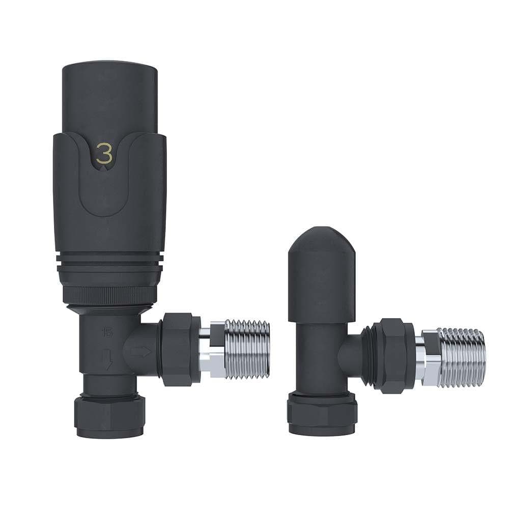 VeeBath Two or Three Column Radiator Anthracite Grey with Angled Thermostatic Valve