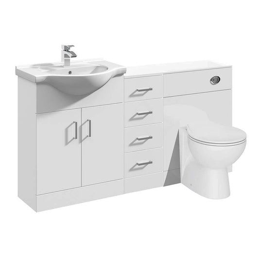 VeeBath Vanity Basin Unit Storage Drawer Unit Cabinet WC Toilet Furniture Set - 1450mm