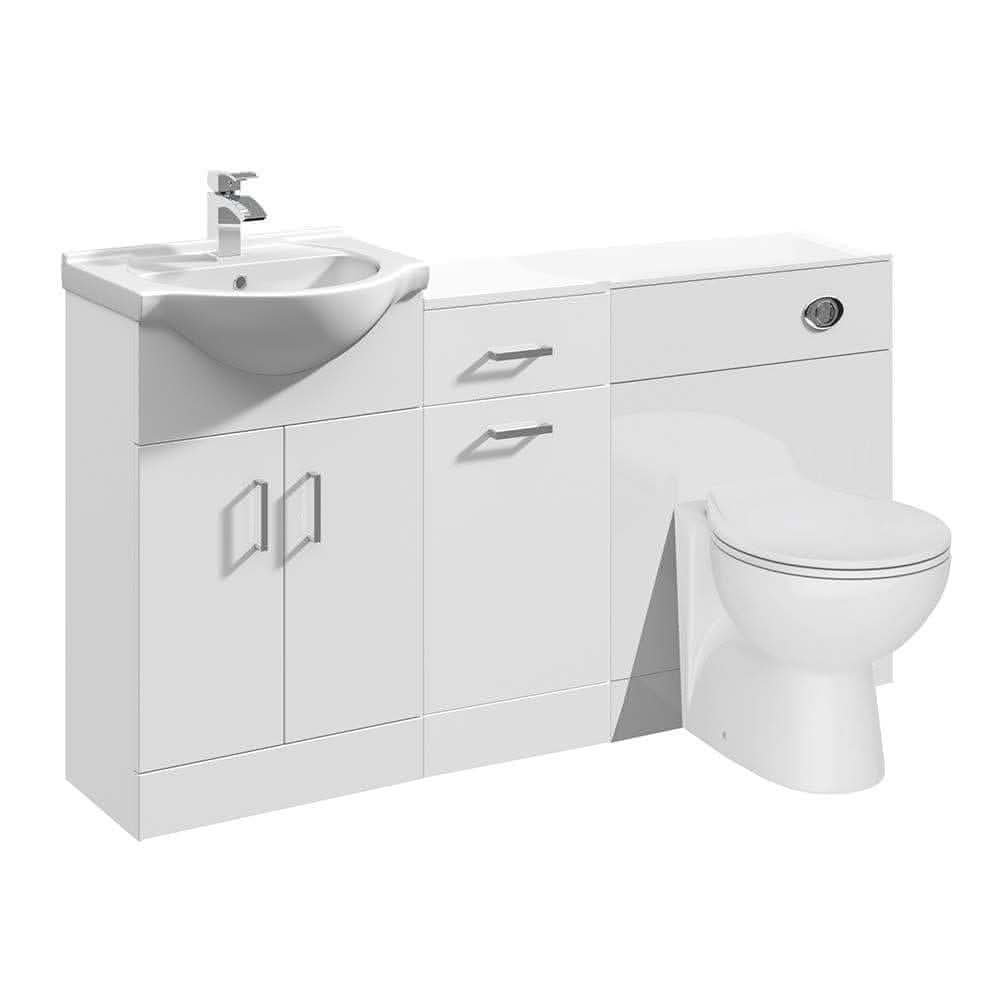 VeeBath Vanity Bathroom Furniture Set WC Toilet Unit Pan Cistern Laundry 1400mm