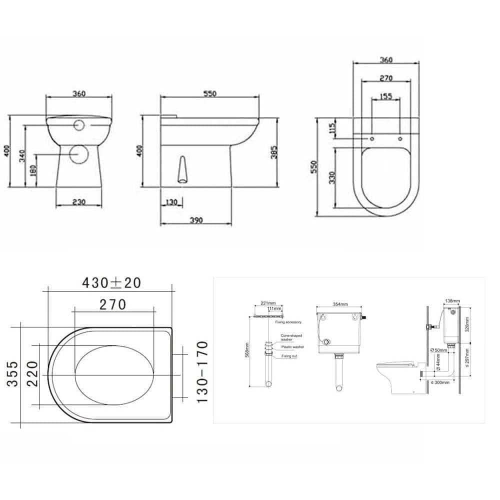 VeeBath Furniture > Combination Vanity Units Vanity Bathroom Furniture Set WC Toilet Unit Pan Cistern Sink Link Bundle 1050mm