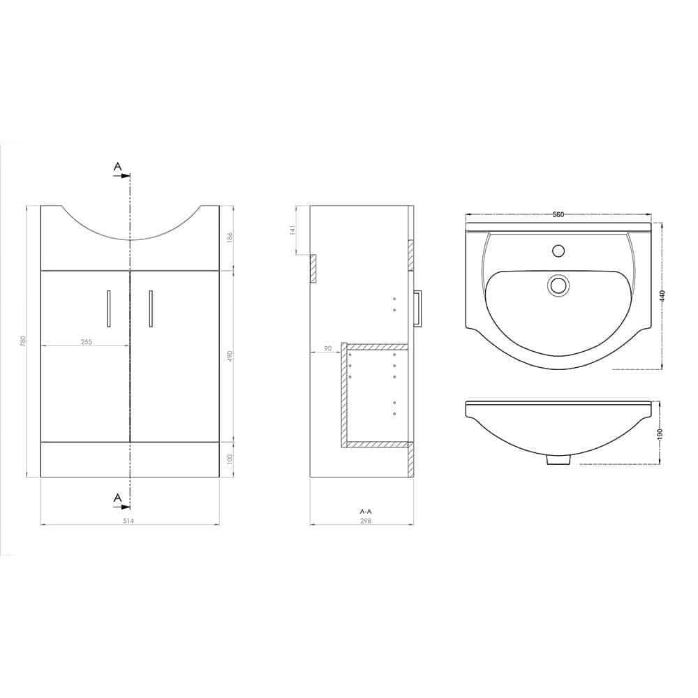 VeeBath Vanity Bathroom Furniture Set WC Toilet Unit Round Pan Cistern - 1350mm