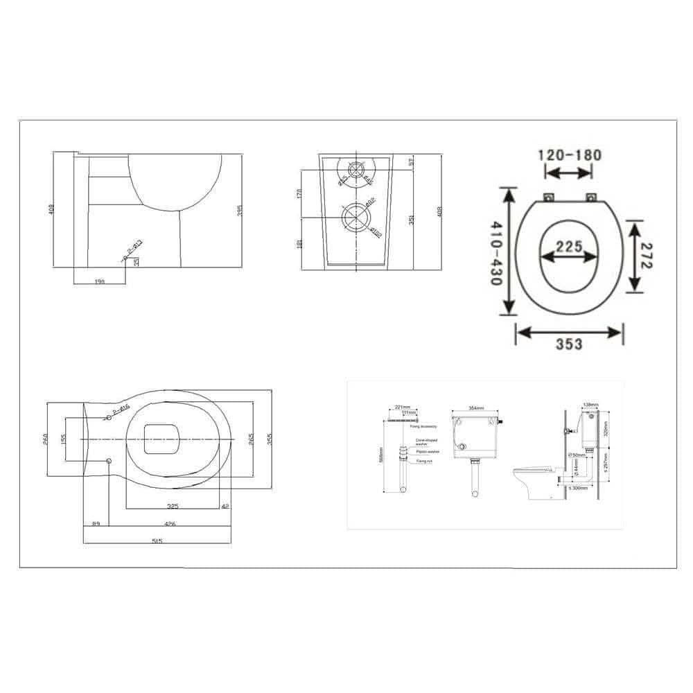 VeeBath Vanity Bathroom Furniture Set WC Toilet Unit Round Pan Cistern - 1350mm