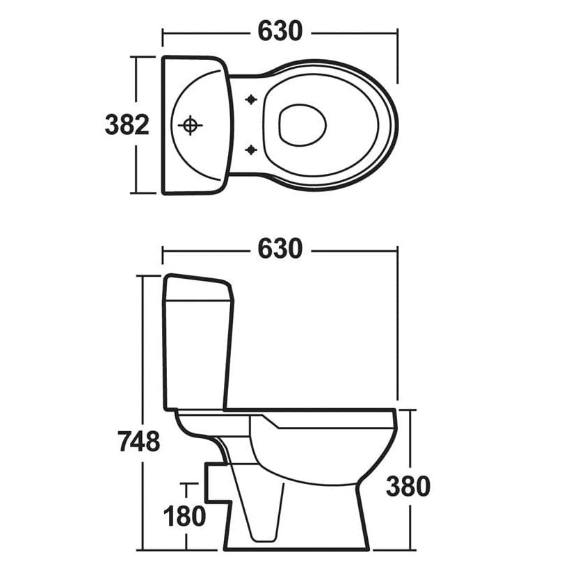 VeeBath Toilets > Close Coupled Toilets VeeBath Round Close Coupled Toilet With Cistern And Seat - White