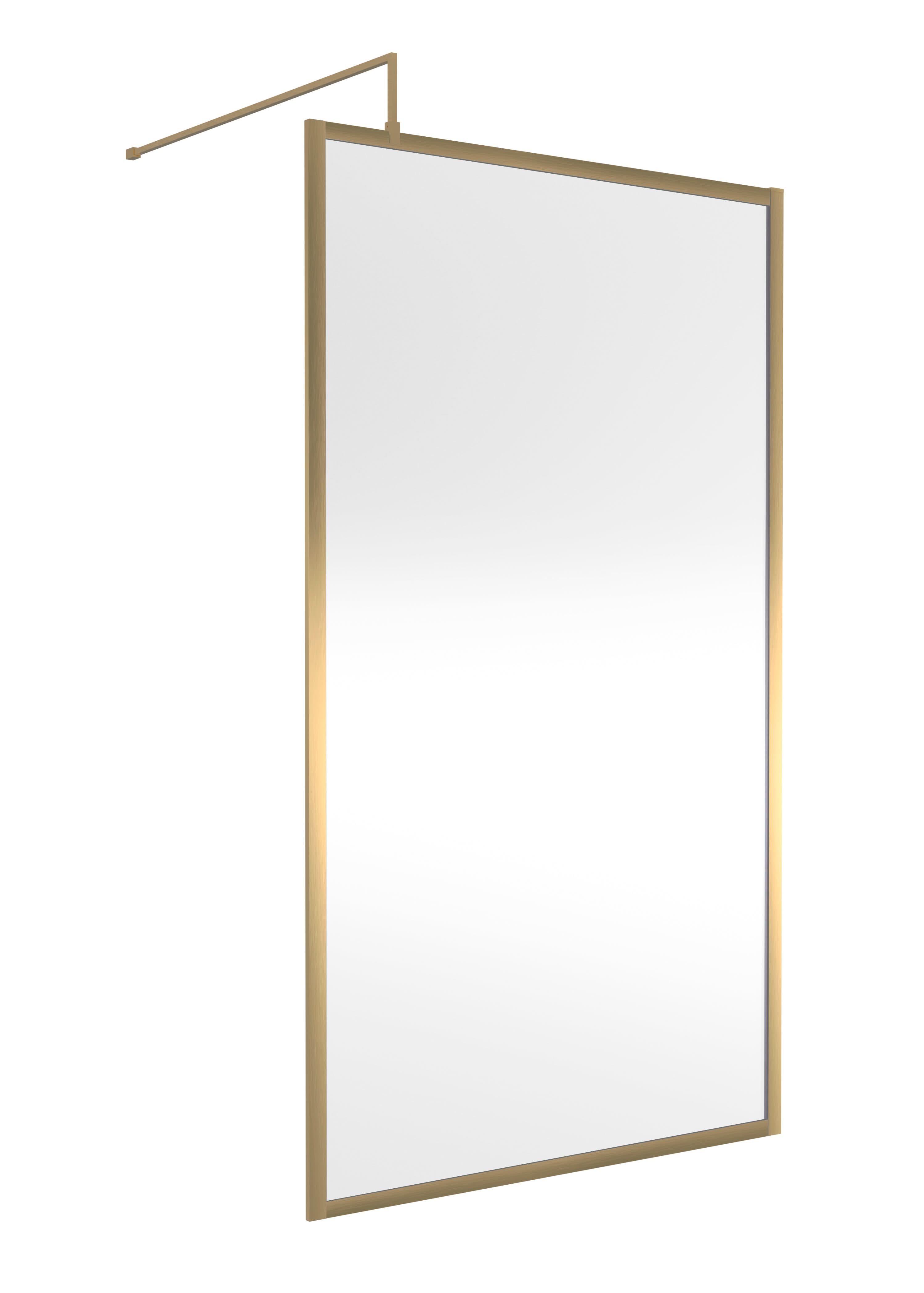 Nuie Full Outer Framed Wetroom Screen with Support Bar
