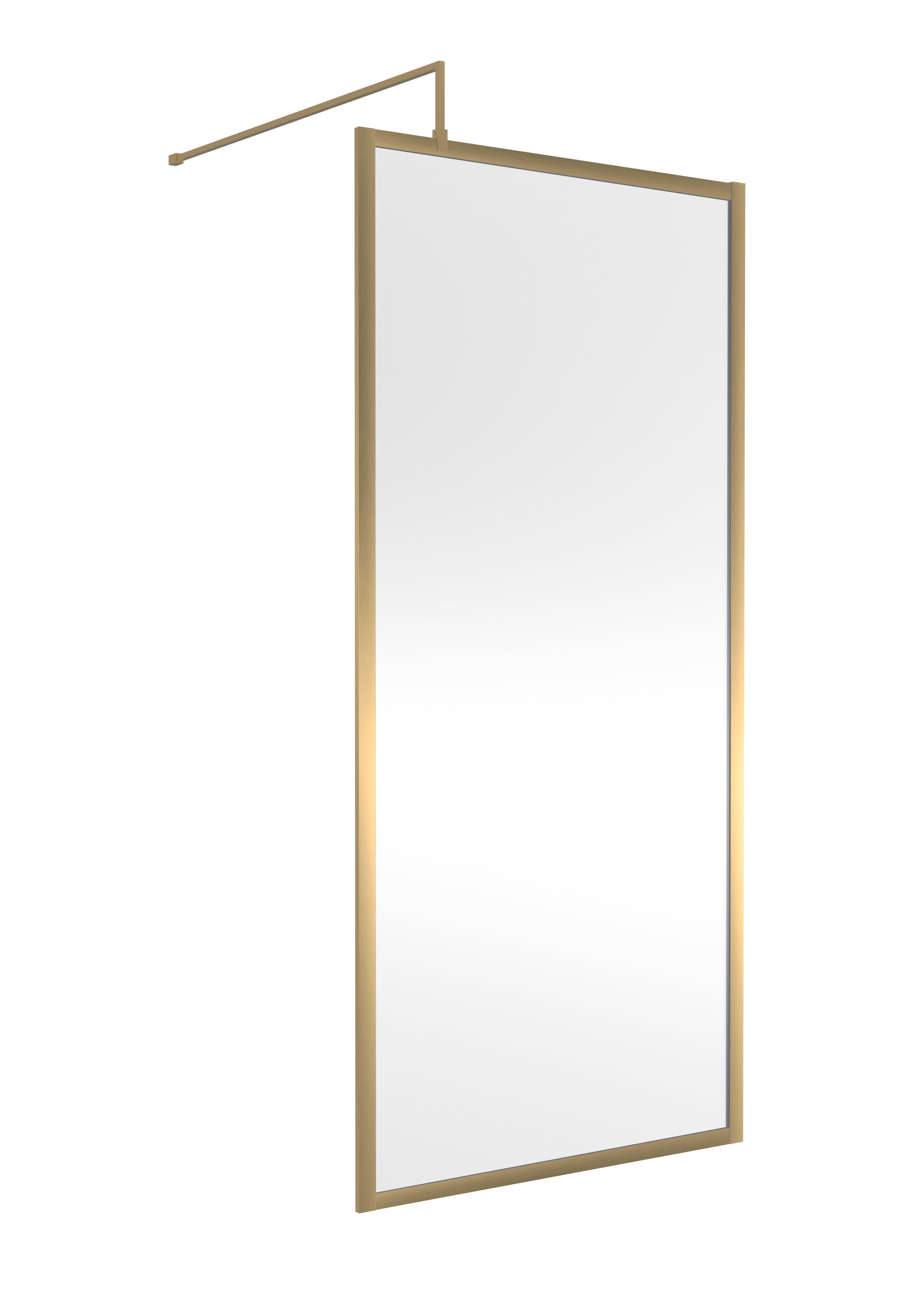 Nuie Full Outer Framed Wetroom Screen with Support Bar