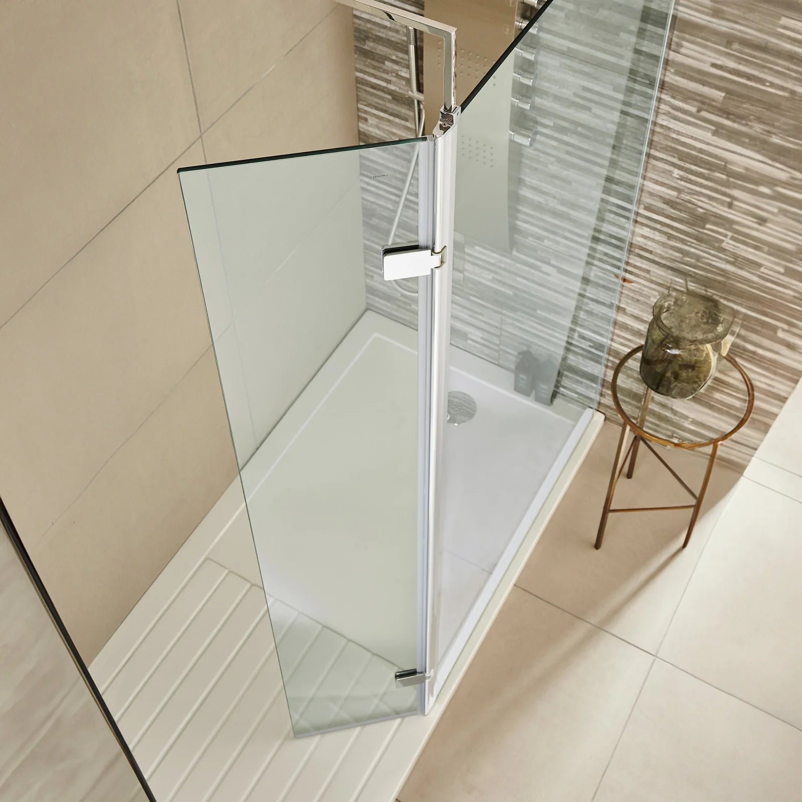 Safira 8mm Glass Wetroom Return Panel With Support Bar